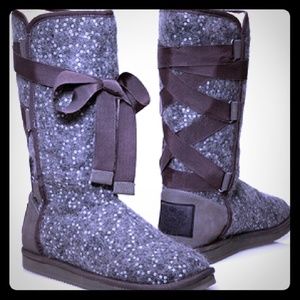 JUICY COUTURE Marley grey sequined boots 9